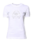 Dolce & Gabbana White Cotton Floral Logo Crew Neck T-shirt