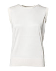Dolce & Gabbana White Silk Round Neck Sleeveless Tank Top