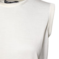 Dolce & Gabbana White Silk Round Neck Sleeveless Tank Top