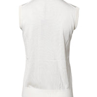 Dolce & Gabbana White Silk Round Neck Sleeveless Tank Top