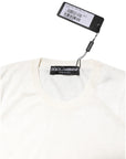 Dolce & Gabbana White Silk Round Neck Sleeveless Tank Top
