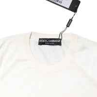 Dolce & Gabbana White Silk Round Neck Sleeveless Tank Top