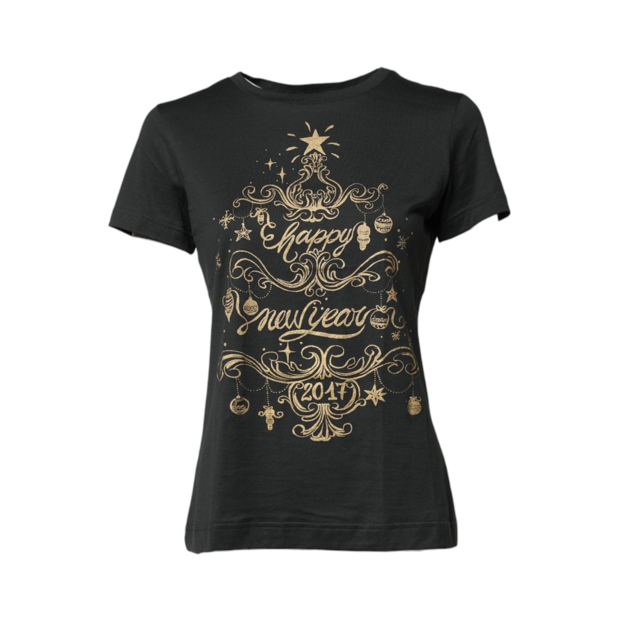 Dolce & Gabbana Black Cotton Round Neck Short Sleeve T-shirt