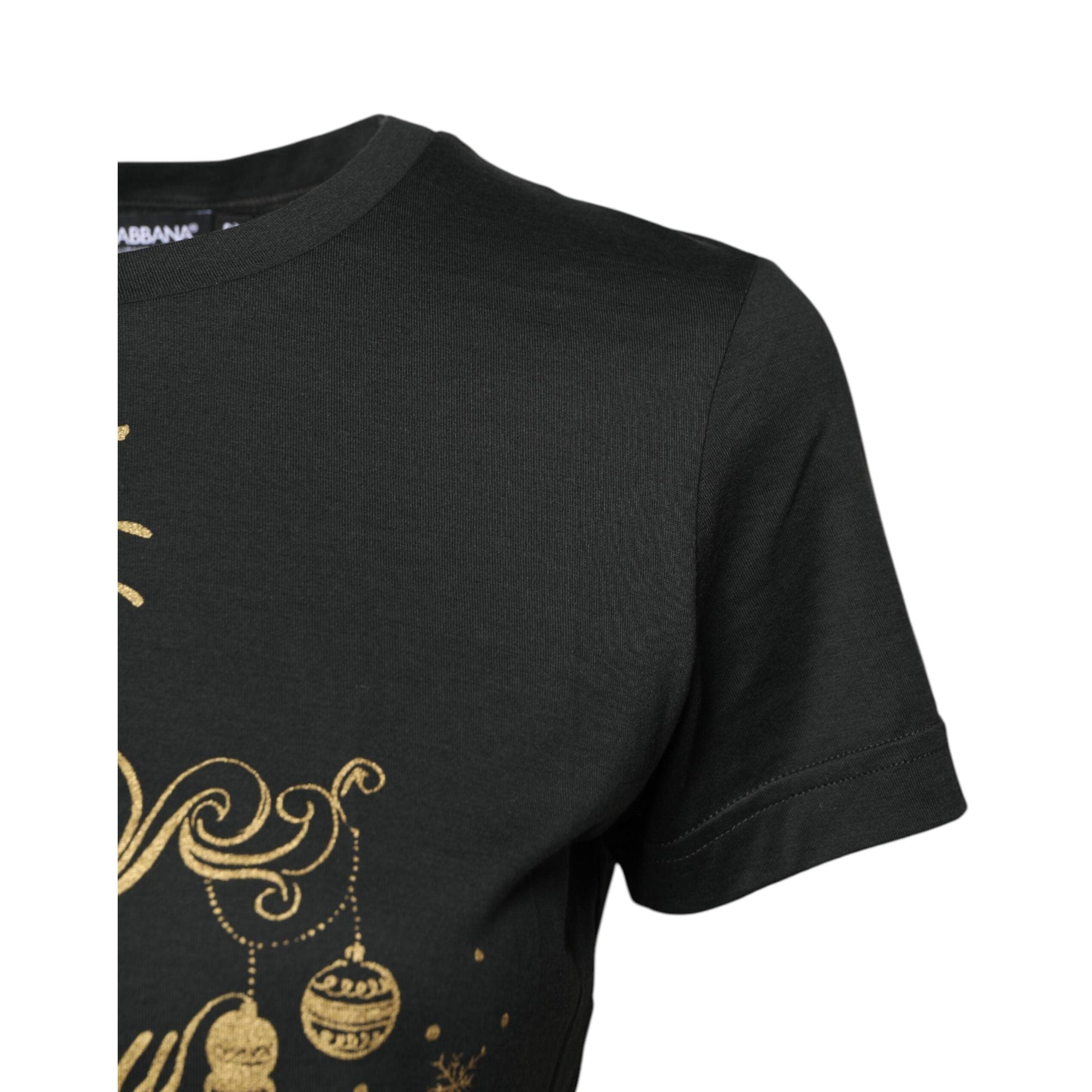 Dolce & Gabbana Black Cotton Round Neck Short Sleeve T-shirt