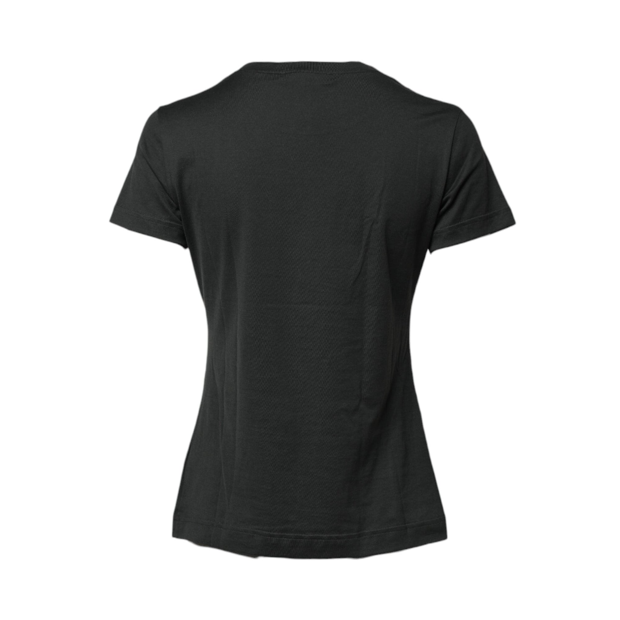 Dolce & Gabbana Black Cotton Round Neck Short Sleeve T-shirt