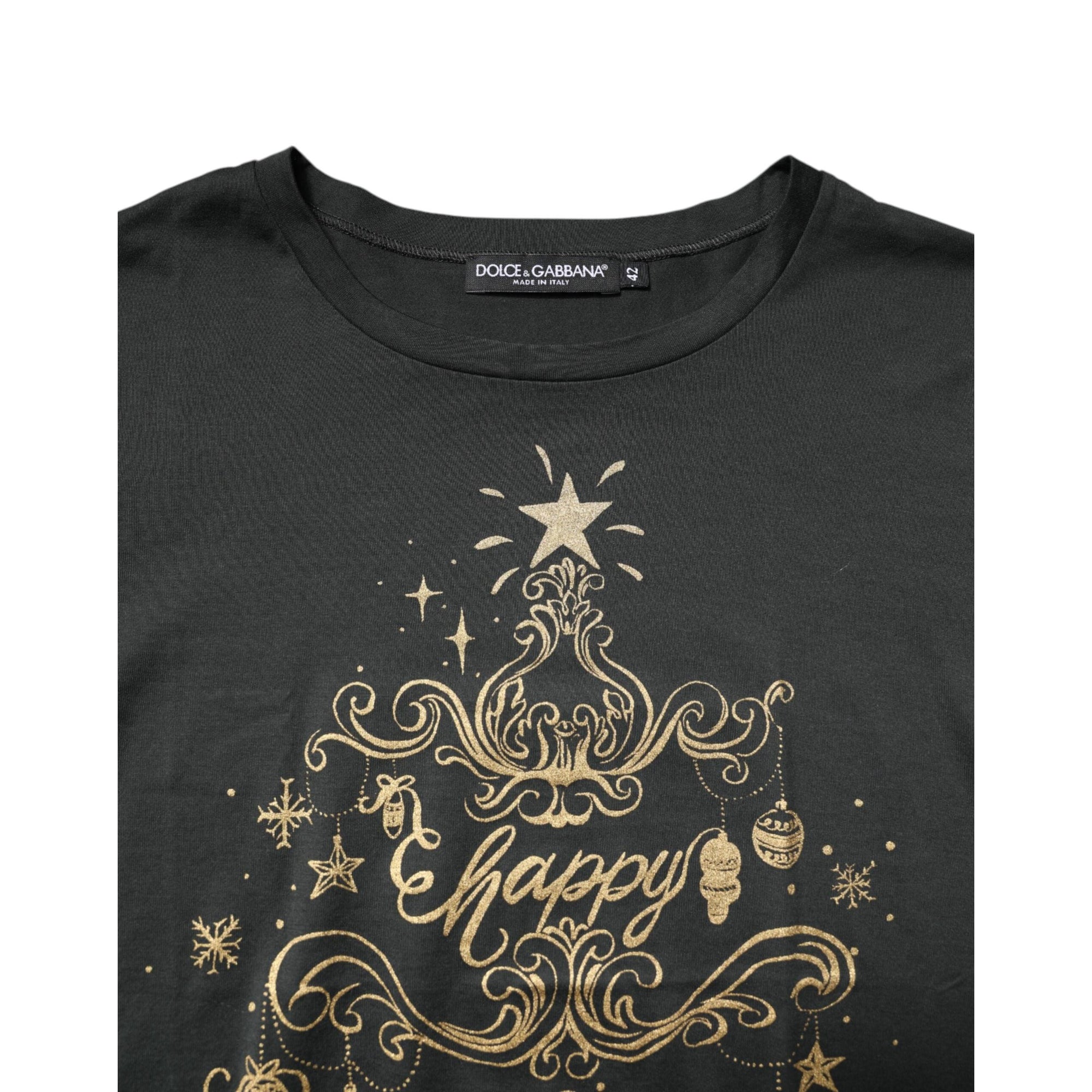 Dolce & Gabbana Black Cotton Round Neck Short Sleeve T-shirt