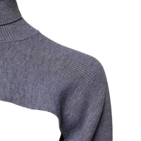 Dolce & Gabbana Gray Wool Knit Turtleneck Cropped Top Sweater