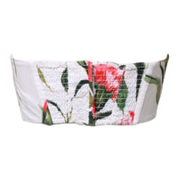 Dolce & Gabbana White Floral Print Cropped Bustier Corset Top