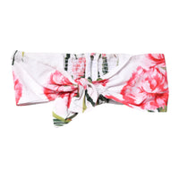 Dolce & Gabbana White Floral Print Cropped Bustier Corset Top