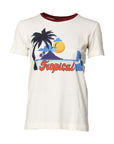 Dolce & Gabbana White Cotton Print Short Sleeves Top T-shirt