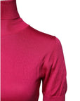 Dolce & Gabbana Pink Silk Knitted Turtleneck Cropped Top