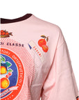 Dolce & Gabbana Pink Print Cotton Short Sleeves Cropped Top
