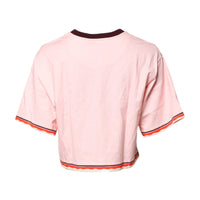 Dolce & Gabbana Pink Print Cotton Short Sleeves Cropped Top