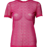 Dolce & Gabbana Pink Nylon See Through Women Short Sleeves Top