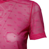 Dolce & Gabbana Pink Nylon See Through Women Short Sleeves Top