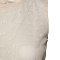 Dolce & Gabbana Ivory Nylon Logo See Through Sleeveless Tank Top