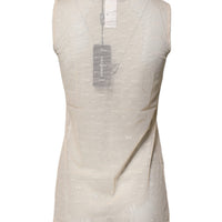 Dolce & Gabbana Ivory Nylon Logo See Through Sleeveless Tank Top
