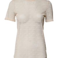 Dolce & Gabbana Ivory Nylon See Through Women Short Sleeves Top