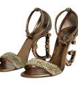 Dolce & Gabbana Gold Lurex Ankle Strap Heel Sandals Shoes