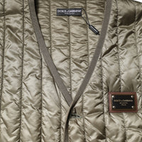 Dolce & Gabbana Brown Logo Plaque Quilted Vest Jacket