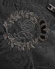 Dolce & Gabbana Black Brocade Cotton Full Zip Biker Jacket