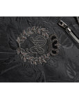 Dolce & Gabbana Black Brocade Cotton Full Zip Biker Jacket