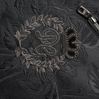 Dolce & Gabbana Black Brocade Cotton Full Zip Biker Jacket