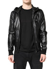 Dolce & Gabbana Black Lambskin Leather Full Zip Biker Jacket