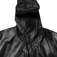 Dolce & Gabbana Black Lambskin Leather Full Zip Biker Jacket