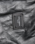 Dolce & Gabbana Black Lambskin Leather Full Zip Biker Jacket