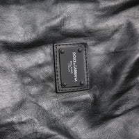 Dolce & Gabbana Black Lambskin Leather Full Zip Biker Jacket