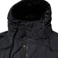 Dolce & Gabbana Black Nylon Full Zip Hooded Parka Jacket