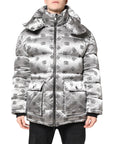 Dolce & Gabbana Silver Logo Full Zip Hooded Quilted Jacket