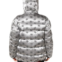 Dolce & Gabbana Silver Logo Full Zip Hooded Quilted Jacket