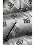 Dolce & Gabbana Silver Logo Full Zip Hooded Quilted Jacket