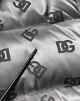 Dolce & Gabbana Silver Logo Full Zip Hooded Quilted Jacket