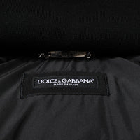Dolce & Gabbana Blue Logo Full Zip Hooded Quilted Jacket