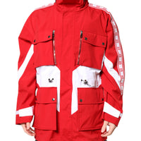 Dolce & Gabbana Red White Nylon Full Zip Windbreaker Jacket