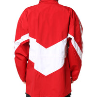 Dolce & Gabbana Red White Nylon Full Zip Windbreaker Jacket