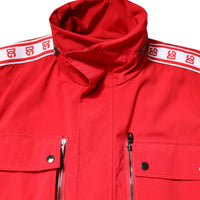 Dolce & Gabbana Red White Nylon Full Zip Windbreaker Jacket
