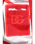 Dolce & Gabbana Red White Nylon Full Zip Windbreaker Jacket