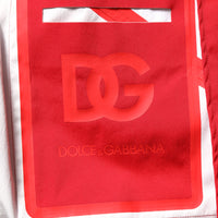 Dolce & Gabbana Red White Nylon Full Zip Windbreaker Jacket