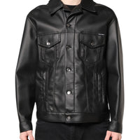 Dolce & Gabbana Black Polyester Button Down Biker Jacket