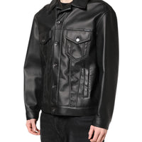 Dolce & Gabbana Black Polyester Button Down Biker Jacket