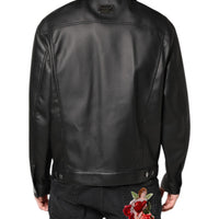 Dolce & Gabbana Black Polyester Button Down Biker Jacket
