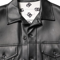 Dolce & Gabbana Black Polyester Button Down Biker Jacket