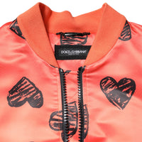 Dolce & Gabbana Orange DG Heart Full Zip Men Bomber Jacket