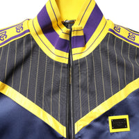 Dolce & Gabbana Black Striped Logo Full Zip Bomber Jacket