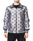 Dolce & Gabbana Gray Logo Monogram Full Zip Bomber Jacket