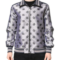 Dolce & Gabbana Gray Logo Monogram Full Zip Bomber Jacket